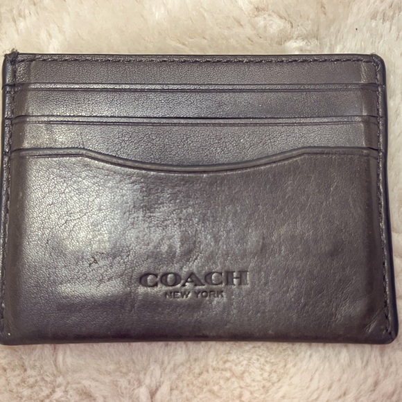 Coach Dark Brown Leather Card Holder - Picture 1 of 4